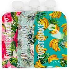 Indispensablely Twistshake Ananas Karpuz Muz Desenli Sıkmalı 3’lü Mama Poşeti 220 ml