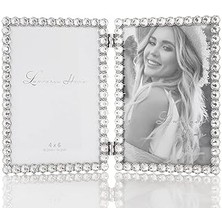 Indispensablely 4x6 Gümüş Metal Işıltılı Çift Çerçeve - Şeffaf Parlaklık