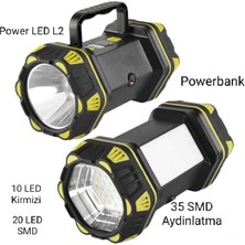 MidasTech F.b.ı F-262 Yeni Güçlü Çift Taraflı Taşınabilir Spot ve Işıldak USB Powerbank Şarjlı Fene