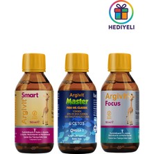 Argivit Smart Şurup 150 ml + Master Omega 3 Balık Yağı 150 ml + Focus Şurup 150 ml (Kupa Bardak Hediyeli)