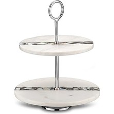 Indispensablely Romano Mermer 2 Katlı Servislik Beyaz