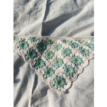 Kahvemavii Papatya Motifli Renkli Örgü Bandana