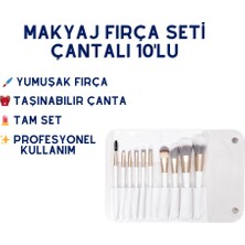 Hzl Makyaj Fırça Seti Çantalı 10'lu | Fondöten, Allık, Far ve Kaş Fırçaları