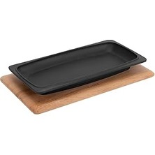 Indispensablely Lava Döküm Servis Tabağı, 30X15 cm Ahşap Altlı - Lv As 172