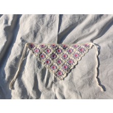 Kahvemavii Papatya Motifli Renkli Örgü Bandana