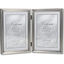 Indispensablely Lawrence Frames Menteşeli Çift Resim Çerçevesi, 12,7 x 17,8 Cm, Antik Kalay