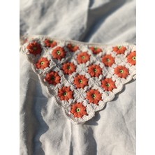 Kahvemavii Papatya Motifli Renkli Örgü Bandana