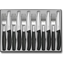 Indispensablely Victorinox Sofra Çatal Seti ile Biftek Bıçağı, Plastik, Siyah, 40 x 25 x 3 Cm, 12-Birim