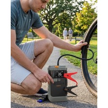 Araç Lastik Basınç Pompası Akü Takviye Powerbank ve Sos Işıklı Çok Fonksiyonlu Cihaz Nemere