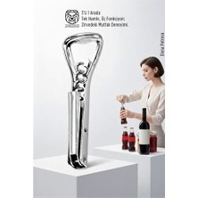 MidasTech 3’ü 1 Arada Profesyonel Çelik Tirbüşon: Lüks Şişe ve Kavanoz Açacağı Kombine Set  Midias