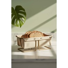 Gold Dikdörtgen Ekmek Sepeti & Çıkarılabilir Bej Kanvas Kumaş