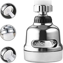 Krom 3 Fonksiyonlu Mutfak Lavabo Başlığı 360 Derece Döner Musluk Ucu Midastech