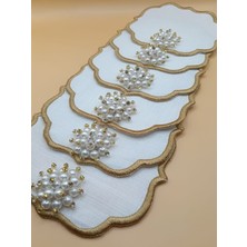 Zeynep Ela Kahve Yanı Incili Kokteyl Sunum Peçete 6 Adet Gold