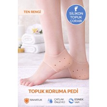 Toyfest Ten Rengi 2'li Set Silikon Topuk Çorabı | Topuk Koruyucu Ped Çatlak Önleyici Jel Topuk Yastığı