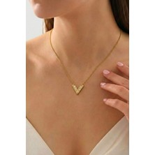 Wuclo Figürlü Zirkon Taşlı Gold Bijuteri Kolye