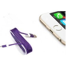 iPhone Örgü Şeklinde Renkli Çelik Şarj Data Kablosu - Mor Midastech
