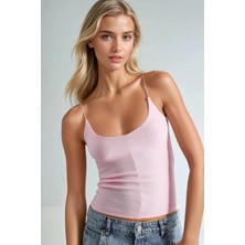 Hiccup Kadın Busem Slim Fit Askılı Bluz Toz Pembe