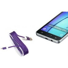 Android Örgü Şeklinde Renkli Çelik Şarj Data Kablosu - Mor Midastech