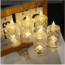 MidasTech LED Mum Şeffaf Kristal LED Mum Pilli Alevsiz Çay Mumu Düğün Doğum Günü Ortam Işığı Mini