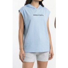 Bumerangspor Kadın %100 Pamuk Oversize Kapüşonlu Kolsuz Tişört