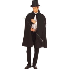Fırsatkolik Siyah Sihirbaz Pelerini 120 cm ve Sihirbaz Şapkası 12 cm Yetişkin Boy