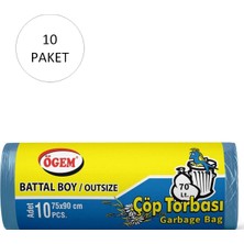 MidasTech Battal Boy Çöp Torbası 75 x 90 cm 10 Lu Rulo x 10 Paket = 100 Adet (Mavi) Nemere