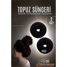 Siyah Mini Saç Topuz Süngeri  2 Adet 7.5 cm Çap 3 cm Kalınlık