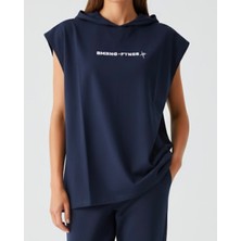 Bumerangspor Kadın %100 Pamuk Oversize Kapüşonlu Kolsuz Tişört