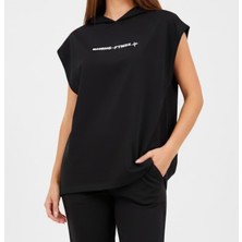 Bumerangspor Kadın %100 Pamuk Oversize Kapüşonlu Kolsuz Tişört