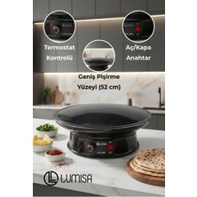 Lumisa Home Elektrikli Katmer ve Gözleme Sacı LKS-2000 Termostatlı Emaye Yüzeyli 52 cm Büyük Boy (1500 Watt)