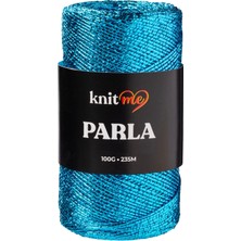 Knitme Parla Petrol-Turkuaz Simli Çanta ve Aksesuar Örgü Ipliği