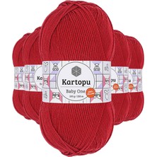 MidasTech 5 Adet Baby One Tüylenmeyen El Örgü Ipi Yünü Kırmızı K125 Nemere