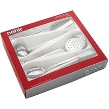 Indispensablely Nehir Deniz Sade 5 Parça Paslanmaz Çelik Servis Takımı