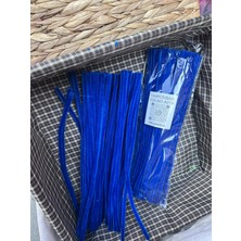 A019 Kod Mutkin Şönil 100 Lü Sax Mavi Renk  30 cm -🛍️ Yoğun Tüylü Hobi Çubuğu Tel El Işi 100 Lü Paket💐