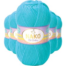 MidasTech 5 Adet Elite Baby El Örgü Ipi Tüylenmeyen Bebek Yünü Turkuaz 3323 Nemere