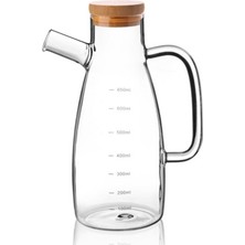 MidasTech 650 ml Bambu Kapaklı Cam Yağdanlık ROYALEKS-70086 Nemere