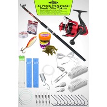 Fishack 33 Parça Profesyonel Deniz Olta Takımı Seti - Kahve - 350CM Kamış 60/120GR / 50'lik Metal Kafa Makine