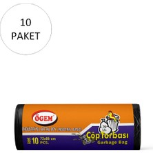 MidasTech Endüstriyel Battal Boy Çöp Torbası 72 x 95 cm 10 Lu Rulo x 20 Paket = 200 Adet (Siyah) Nemere