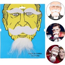 Fırsatkolik Beyaz Renk Kendinden Yapışkanlı Takma Sakal Bıyık ve Kaş Seti