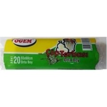 MidasTech Orta Boy Çöp Torbası 55 x 60 cm 20 Li Rulo x 1 Paket = 20 Adet (Mavi) Nemere