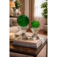Emerald Kristal Kaideli Yeşil Cam Küre Dekoratif Obje