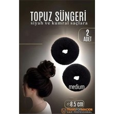 Siyah Mini Saç Topuz Süngeri  2 Adet 8.5 cm Çap 3.5 cm Kalınlık