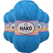 MidasTech 5 Adet Elite Baby El Örgü Ipi Tüylenmeyen Bebek Yünü Alaska Mavisi 10119 Nemere