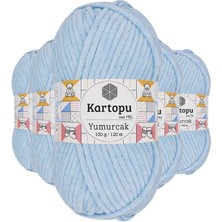 MidasTech 5 Adet Yumurcak Kadife El Örgü Ipi Bebe Mavi K523 Nemere