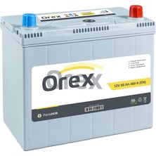 Orex Akü 55 Ah NS60 460A (238×129×227) Tam Kapalı Dar Japon