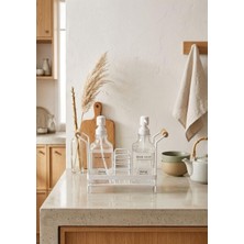 Okyanus Home Bambu Saplı Kare Standlı 2'li Cam Sabunluk Seti - Kırık Beyaz