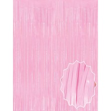 Fırsatkolik Soft Pembe Püsküllü Kapı Perdesi - Parti, Baby Shower, Cinsiyet Partisi 1x2 M