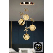 Trend Rose 4'lü Perla Rose Gold 3 Renk Modlu Kristal Taşlı Ledli Avize