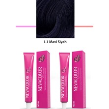 MidasTech 2 Li Set Premium 1.1 Mavi Siyah - Kalıcı Krem Saç Boyası 2 x 50 G Tüp Nemere
