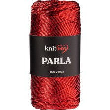 Knitme Parla Kırmızı Simli Çanta ve Aksesuar Örgü Ipliği